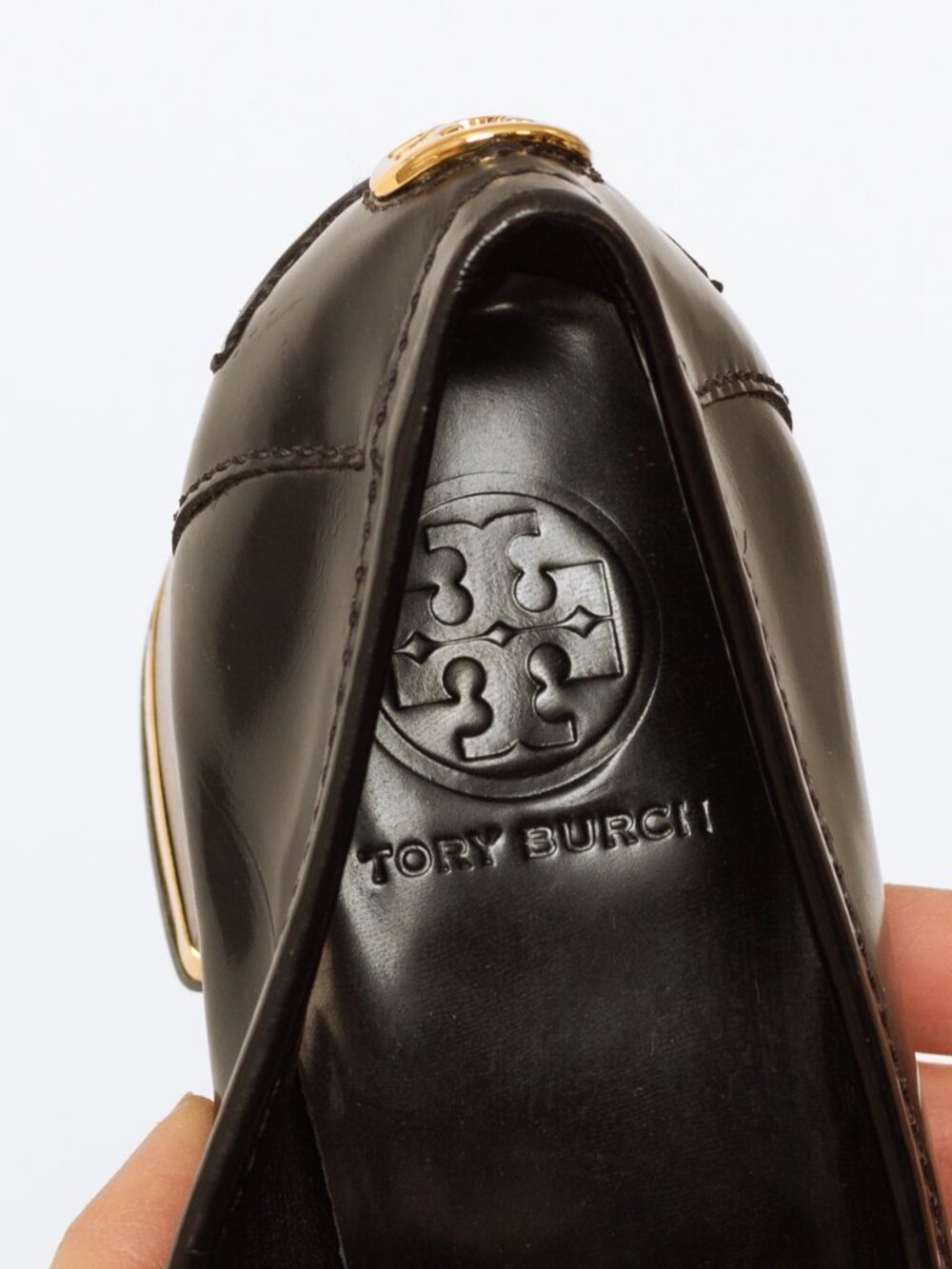 Tory Burch Black Leather Penny Loafer Pumps - Size 8.5 - Picture 7 of 8